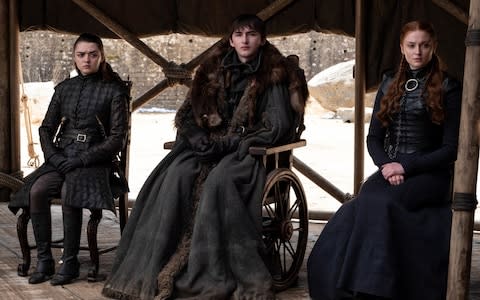 Bran and his fellow Starks in the series finale of Game of Thrones - Credit: HBO