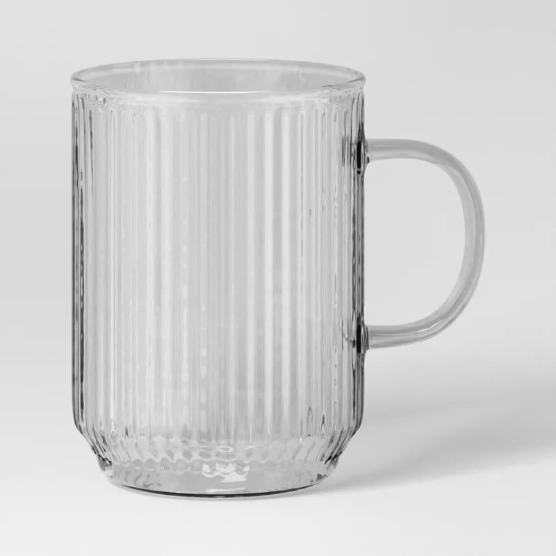 18.5oz Glass Ribbed Mug Clear