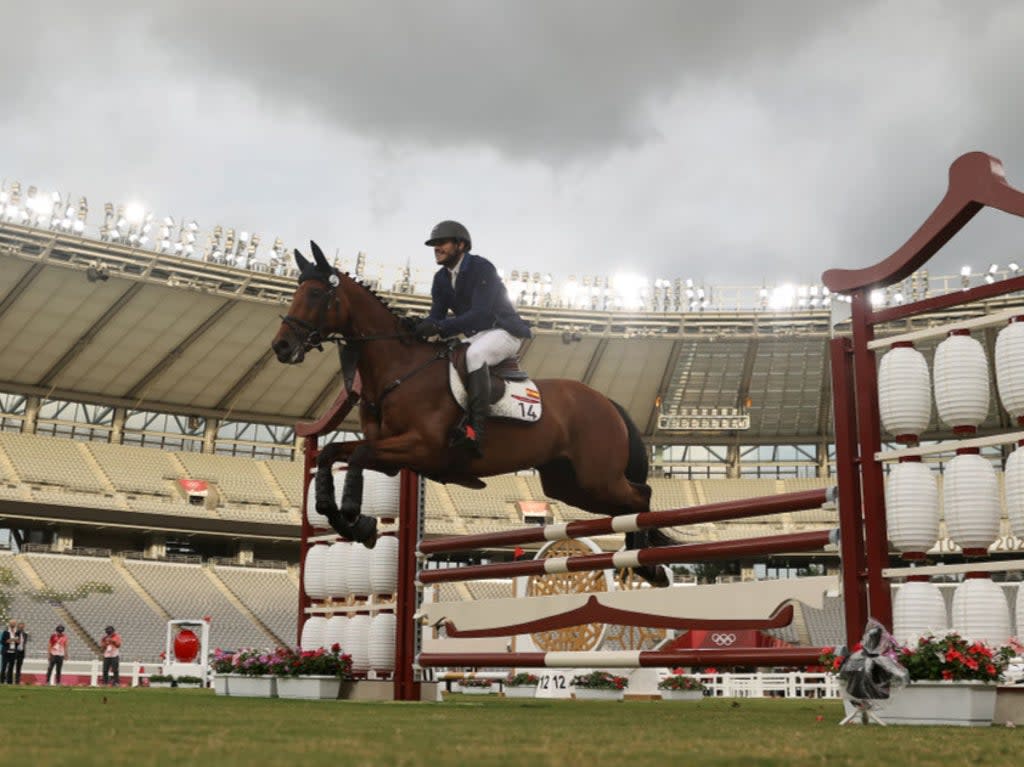 Pavels Svecos competes in the men’s modern Pentathlon at the Tokyo Olympics  (Getty Images)