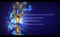 In this video grab issued Saturday, Sept. 19, 2020 by The Television Academy, an apology is issued after the winner of the award for outstanding guest actor in a drama series was incorrectly announced during the 2020 Creative Arts Emmy Awards. (The Television Academy via AP)