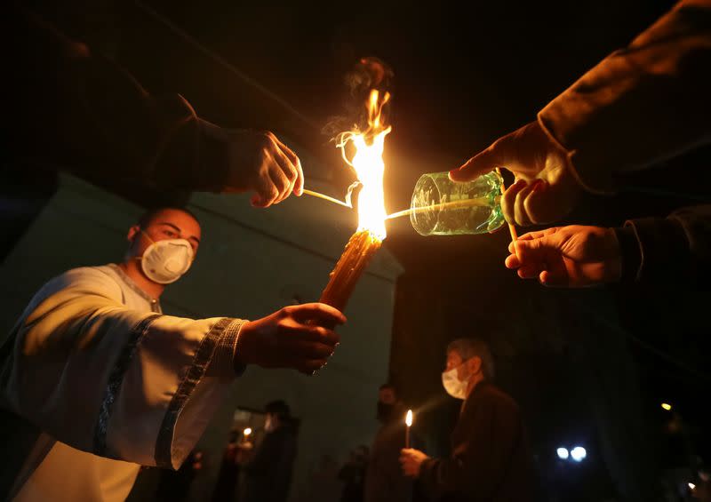 Orthodox Easter service, amid the coronavirus disease (COVID-19) outbreak in Marneuli