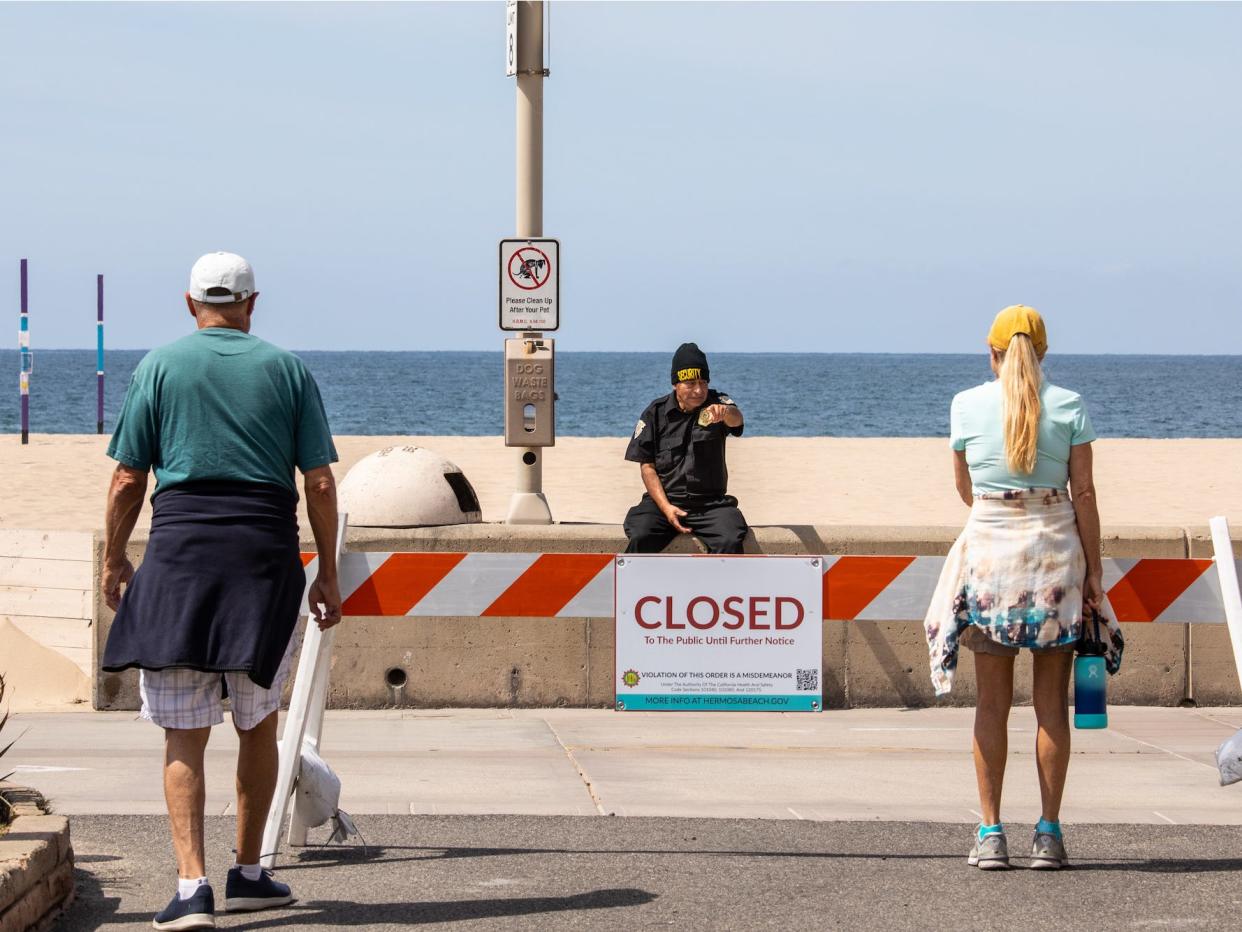 california beach police security coronavirus