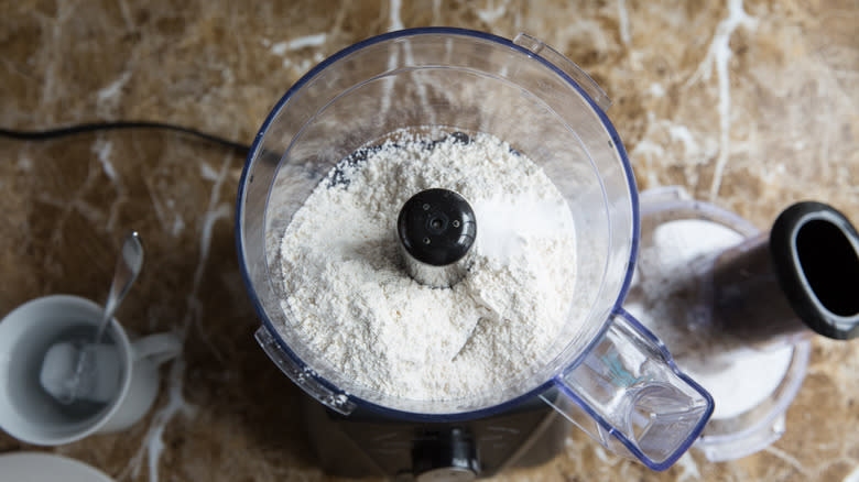 flour in food processor cup