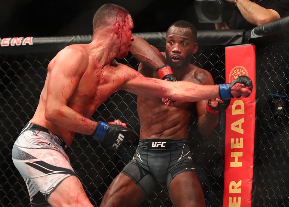 Nate Diaz moves in for a hit as Leon Edwards defends during UFC 263 (USA TODAY Sports)