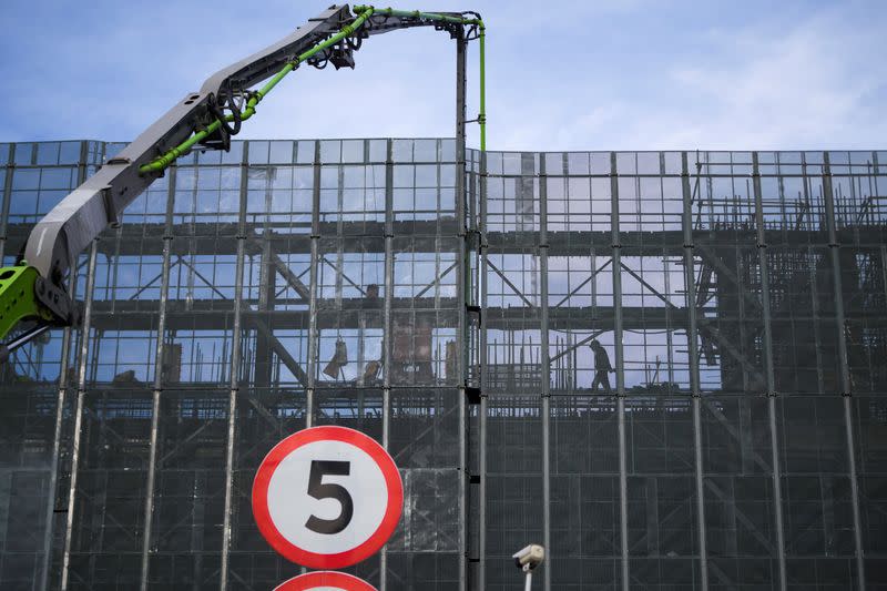 A worker works at a construction site, following the coronavirus disease (COVID-19) outbreak, in Shanghai