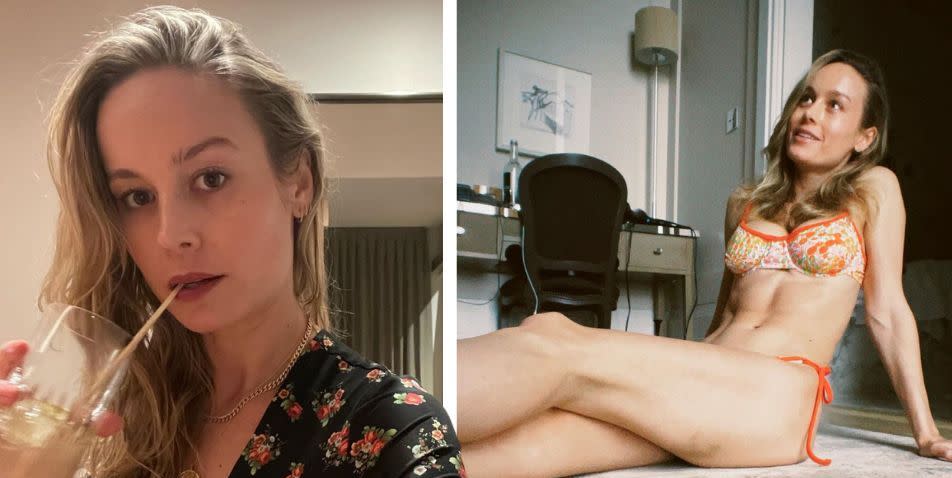 <span class="caption">Brie Larson shows strong legs & core in bikini</span>