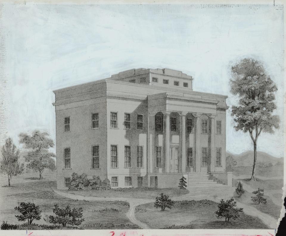 A drawing of the original observatory in Mount Adams, c. 1845-1850.