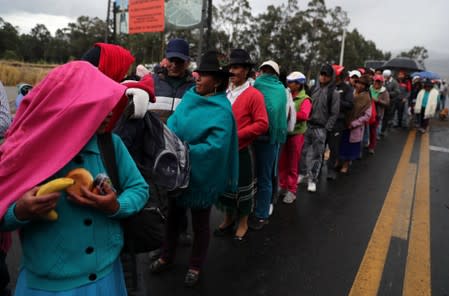 Protests after Ecuador's President Lenin Moreno's government ended fuel subsidies, in Cangahua