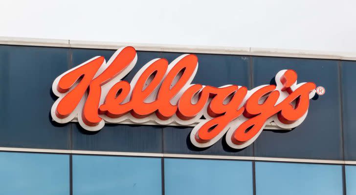 Kellog's (K) logo on a corporate building