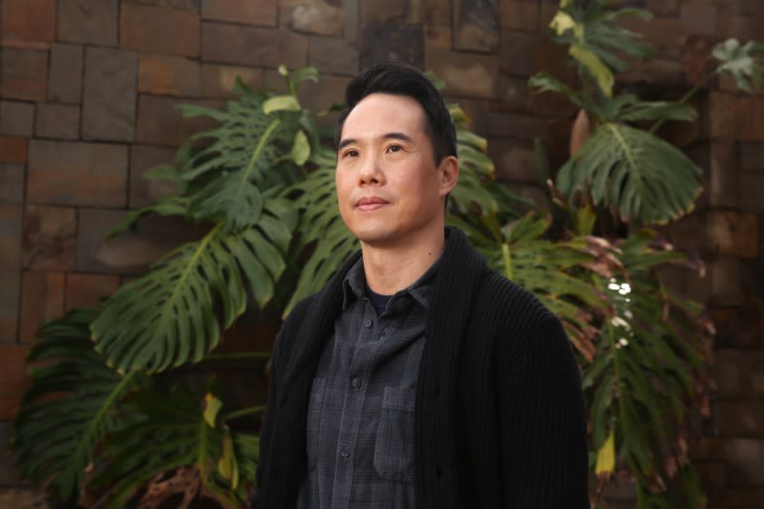 LOS ANGELES, CA - JANUARY 29: Author Charles Yu poses for a portrait in Irvine on Friday, Jan. 29, 2021 in Los Angeles, CA. Yu is the author of books including Interior Chinatown, which is a finalist for the National Book Award for Fiction among other notable recognitions. (Dania Maxwell / Los Angeles Times)