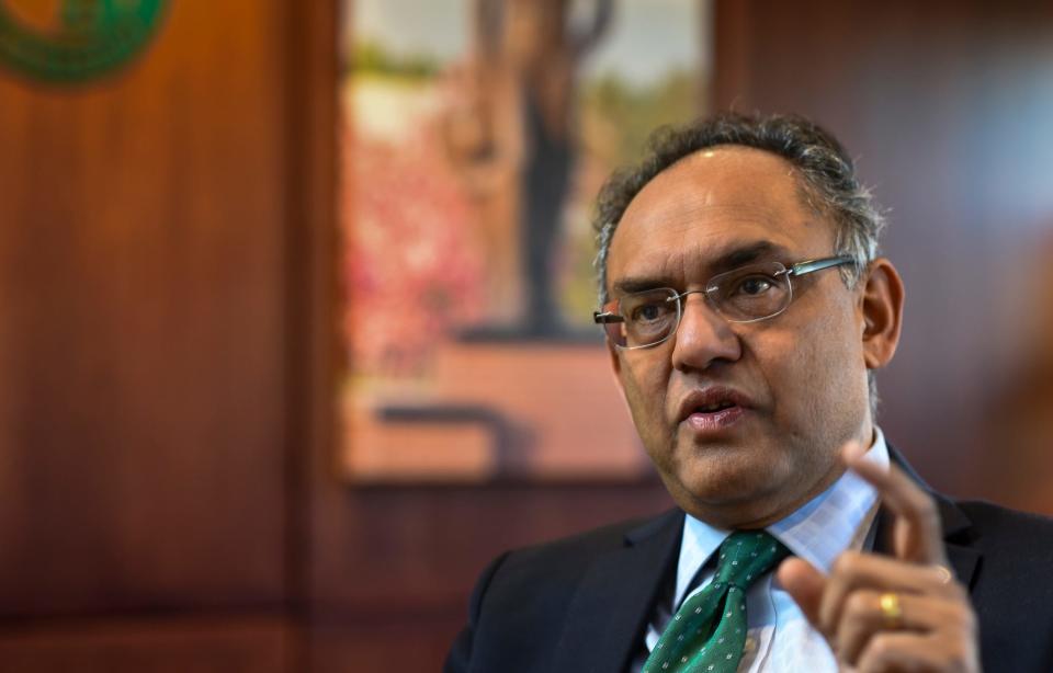 Dean Sanjay Gupta of the Eli Broad College of Business at Michigan State University speaks on Oct. 25, 2018, about the direction of Michigan State's only endowed college. Gupta was removed as dean of the college in mid-August and Board of Trustees Vice Chair Dan Kelly said on Aug. 30 the board has hired legal counsel to review how the administration handled Gupta's exit.