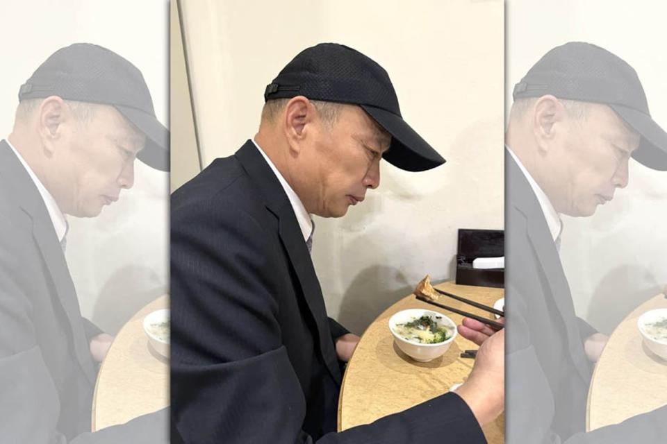 韓國瑜立院下班後去吃稀飯。（翻攝韓國瑜臉書）