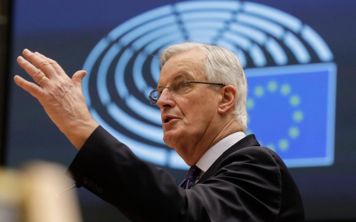 Michel Barnier spoke in the European Parliament in Brussels this morning. He said talks were at the "moment of truth".  - EPA