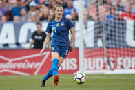 The youngest player on the roster, Davidson broke into the team a year ago at just 19 years old, and she instantly became a go-to starter. But her youth and relative lack of experience makes her a more likely backup to either Sauerbrunn or Dahlkemper. The fact that Ellis has experimented with Davidson as a fullback only helps her case.