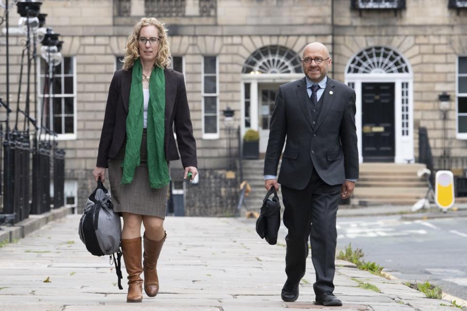 Scottish Greens co-leaders Lorna Slater and Patrick Harvie in Edinburgh earlier this week (PA)