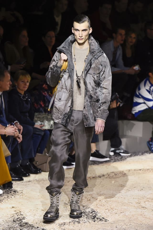 Louis Vuitton takes menswear on an adventure with rugged-chic looks - fall/winter 2018-2019 collections. Paris, January 18, 2018