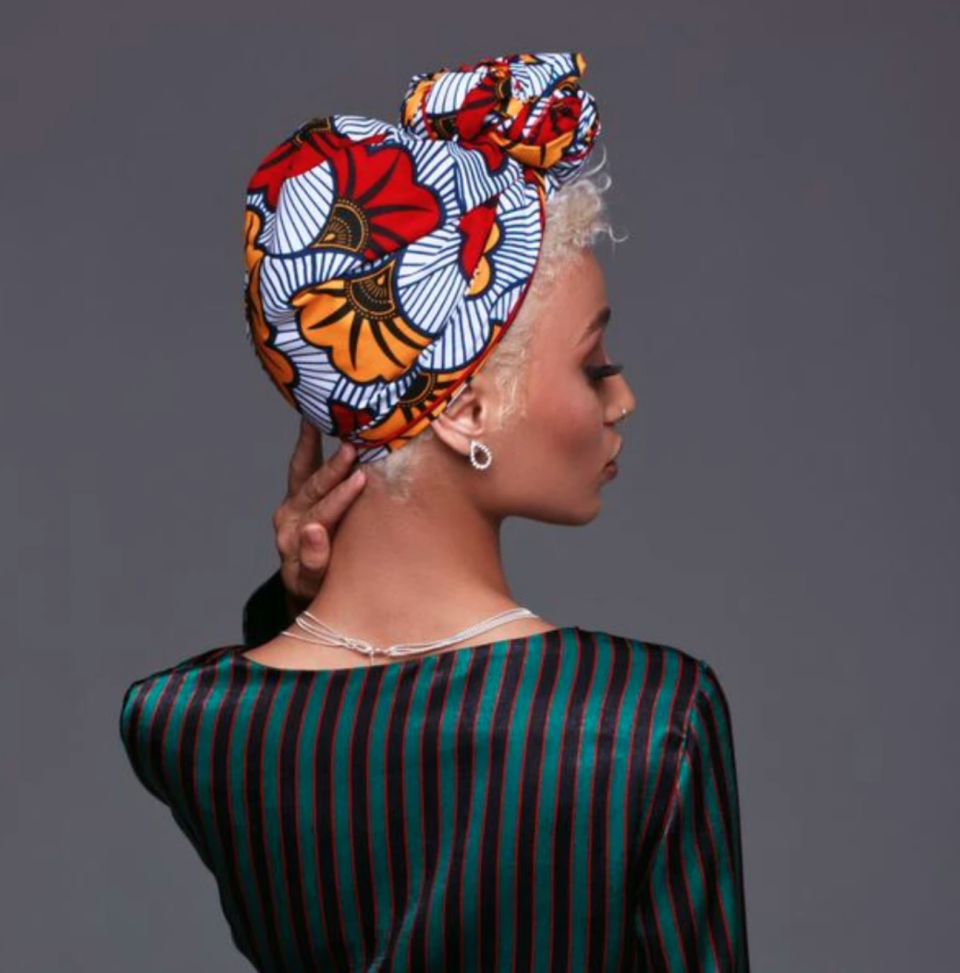 4) Qamata Silk-Lined White Headwrap - Headwraps