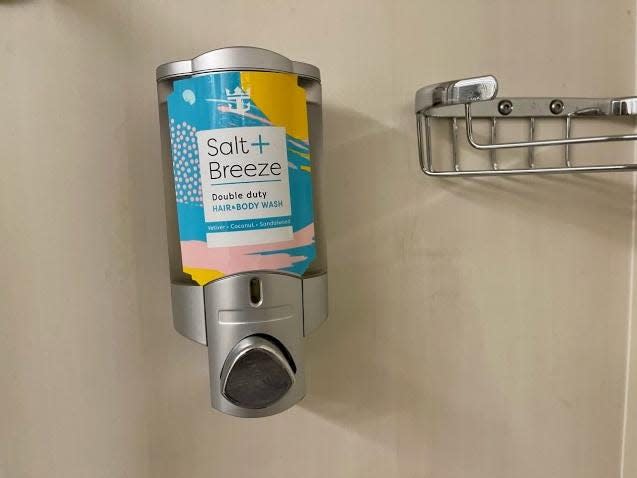 shampoo and soap combination in shower at symphony of the seas