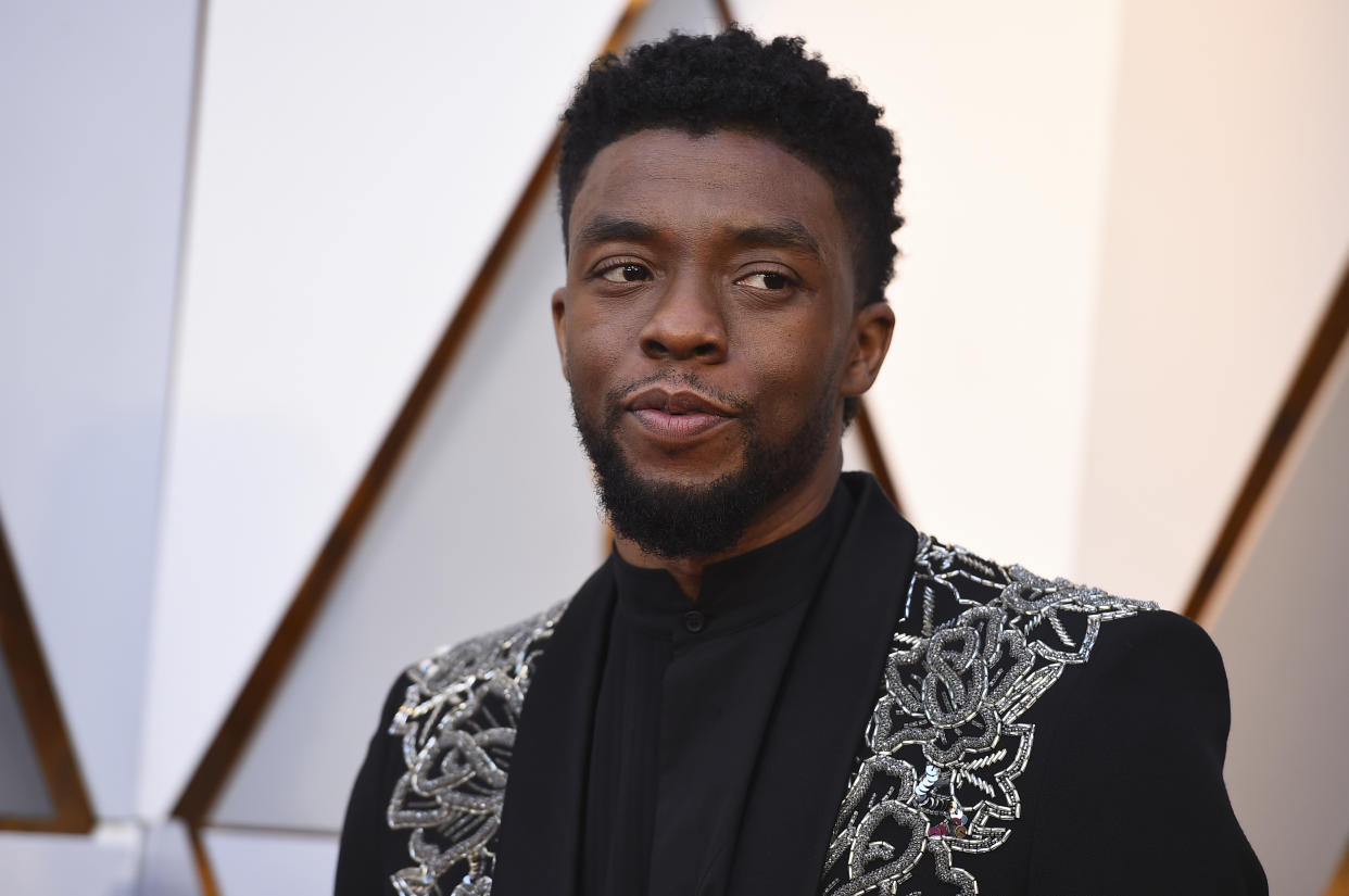 Chadwick Boseman arrives at the Oscars on Sunday, March 4, 2018, at the Dolby Theatre in Los Angeles. (Photo by Jordan Strauss/Invision/AP)