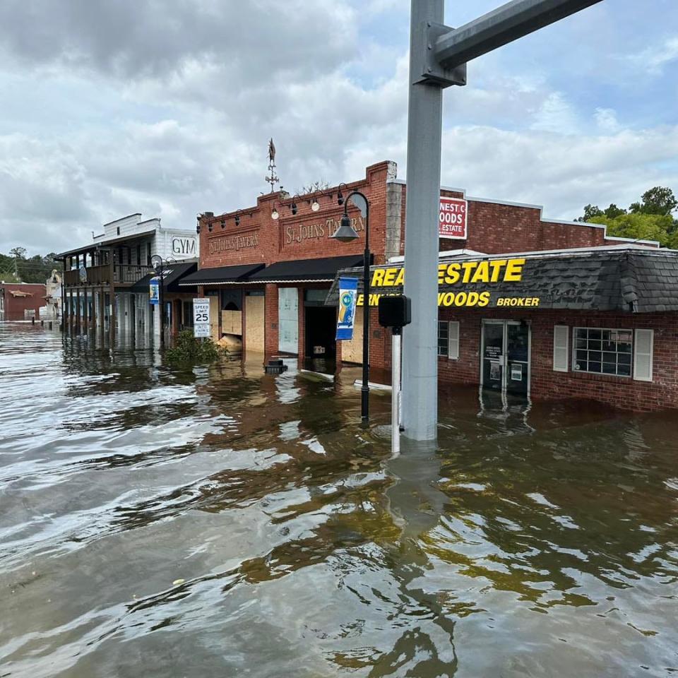 In an image provided by Joe Meek, Mayor of Crystal River, Fl., flooding is shown in Crystal River after Hurricane Idalia struck overnight on Aug. 30, 2023.