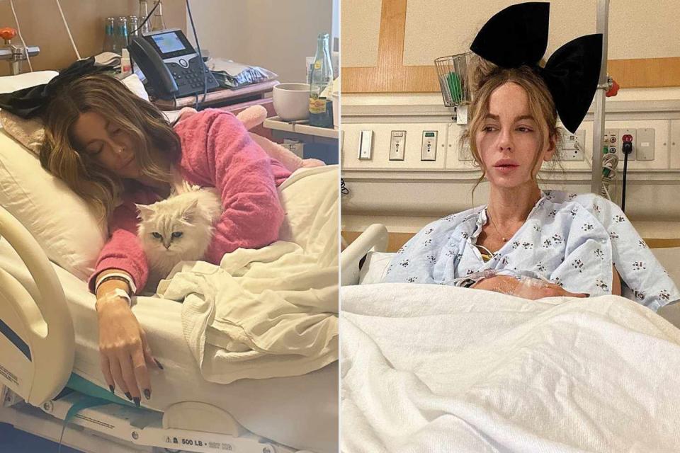 <p>kate Beckinsale/Instagram</p> Kate Beckinsale received a visit from her cat Willow as she shared an update from her hospital bed