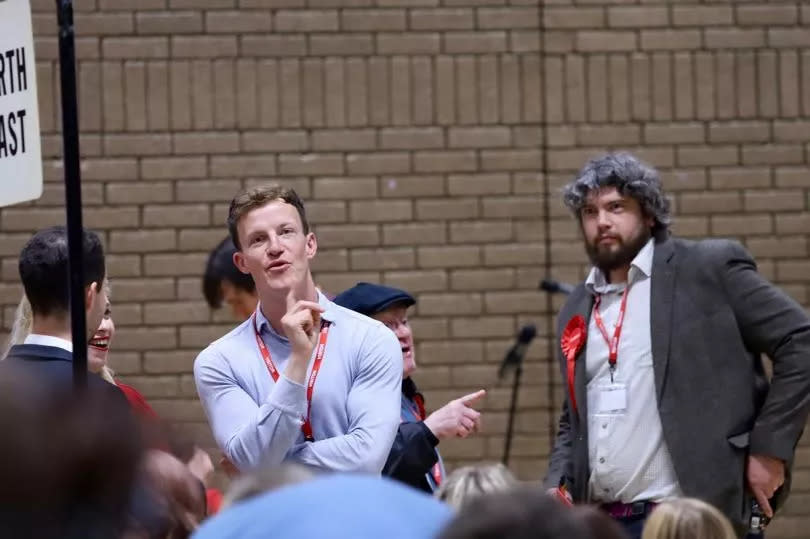 Labour MP for Mid Bedfordshire Alistair Strathern at the North Herts Council election count 2024