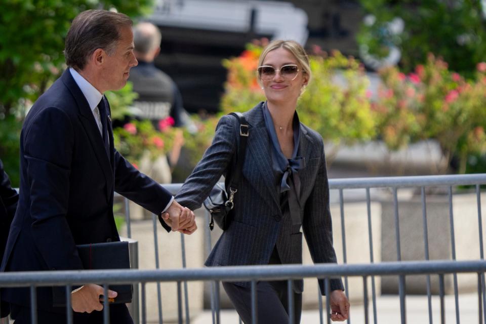 Hunter Biden enters the J. Caleb Boggs Federal Building with his wife, Melissa Cohen Biden, in the morning before jury selection begins in USA v. Robert Hunter Biden in Wilmington, Delaware, on Monday, June 3, 2024.