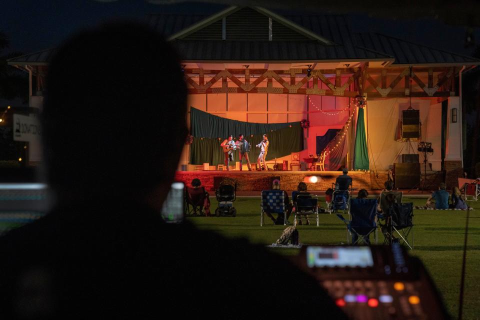 The Lubben Brothers play music during an intermission at the 2021 Palm Beach Shakespeare Festival’s production of  "Twelfth Night."