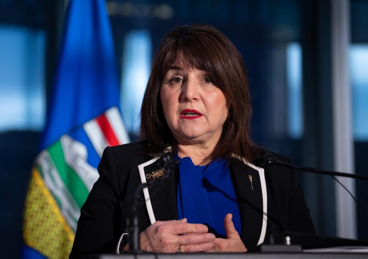 Health minister Adriana LaGrange makes a health-care announcement in this file photo. Earlier this week, she did not answer directly when asked by CBC News about a February letter from NICU doctors. (Todd Korol/The Canadian Press - image credit)