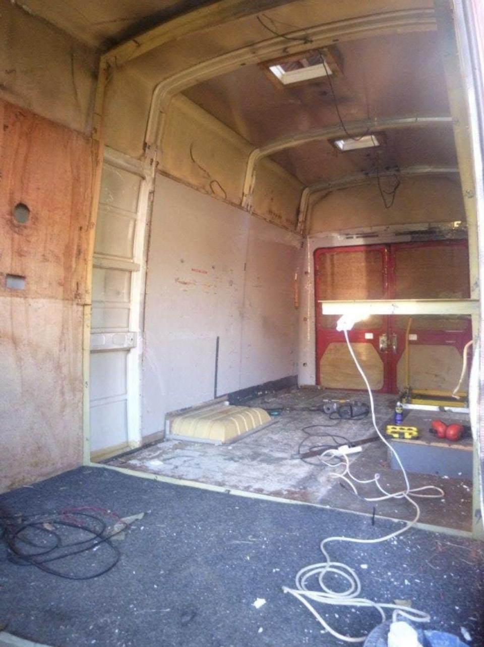 Another view of Jess Branton and Dave Smith's emptied firetruck before they converted it.