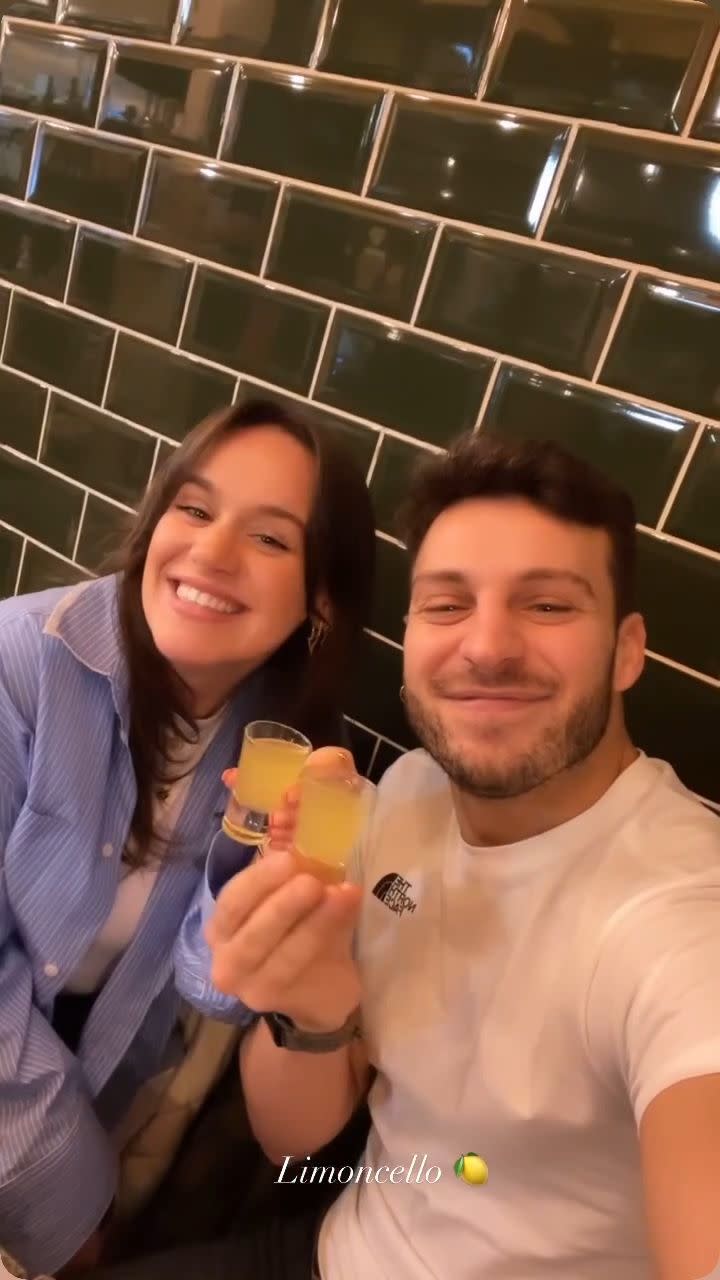 ellie leach, vito coppola holding drinks on instagram