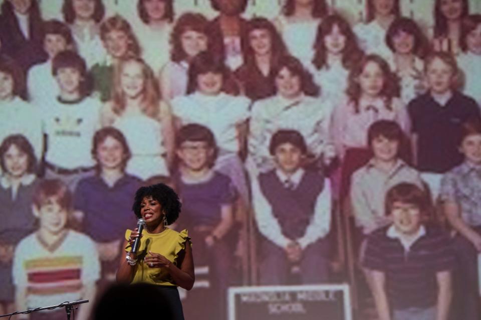 Shanera Williamson, tells her story story during the Black Tennessee Voices event at the National Museum of African American Music in Nashville , Tenn., Thursday, Sept. 21, 2023.