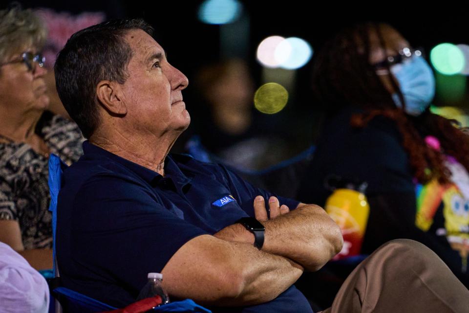 Arizona Interscholastic Association executive director David Hines watches as the Hamilton Huskies take on the Basha Bears at Basha High School football stadium in Chandler on Oct. 20, 2022.