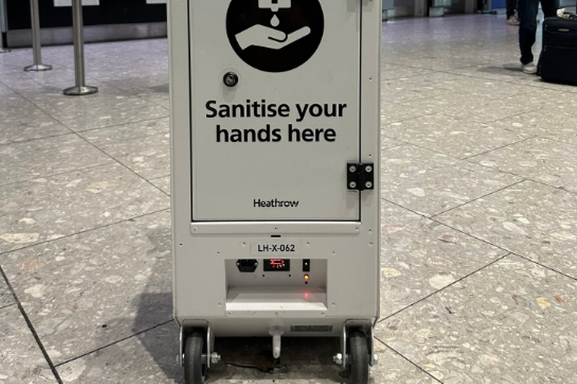 A mouse underneath a hygiene station at Terminal 5 at Heathrow Airport