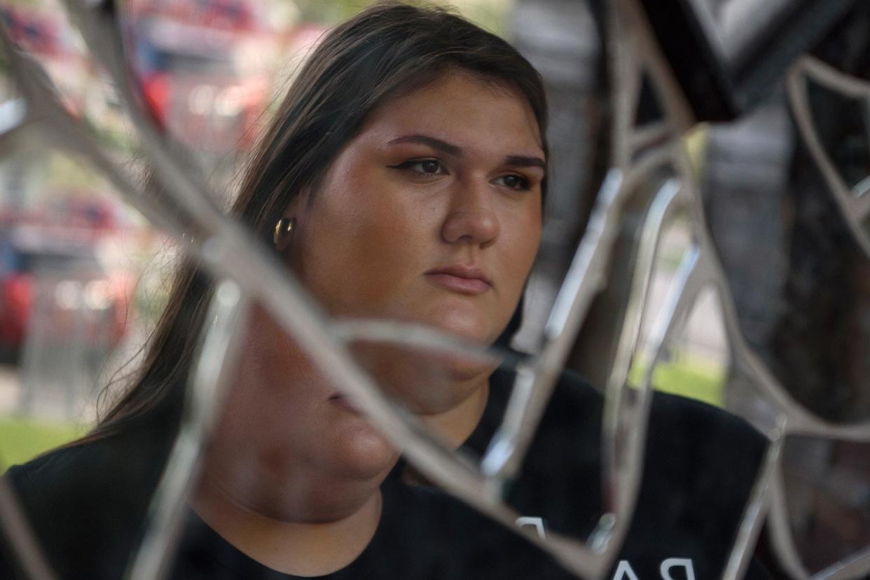 Abortion rights activist Olivia Julianna poses for a portrait in Houston, Texas