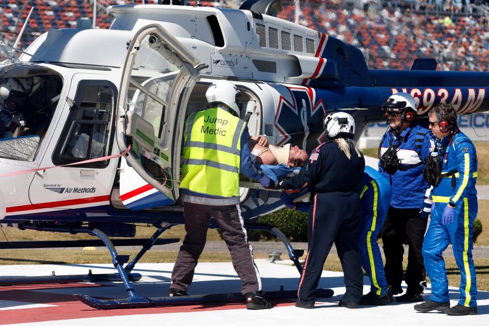 Jordan Anderson was released from a Birmingham hospital several hours later, but not before a fiery crash at Talladega and a helicopter ride to the emergency room.