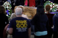 <p>The casket of the late evangelist Billy Graham is seen as he lies in honor at the U.S. Capitol in Washington, Feb. 28, 2018. (Photo: Aaron P. Bernstein/Reuters) </p>