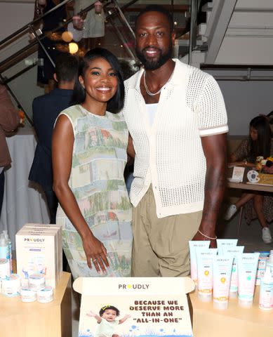 <p>Jerritt Clark/Getty</p> Gabrielle Union and Dwyane Wade with their products