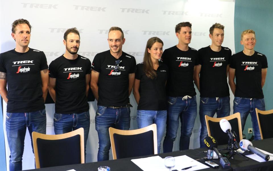 Trek Factory Racing's Lizzie Deignan poses with her new team's Tour de France squad on the eve of La Course - PA