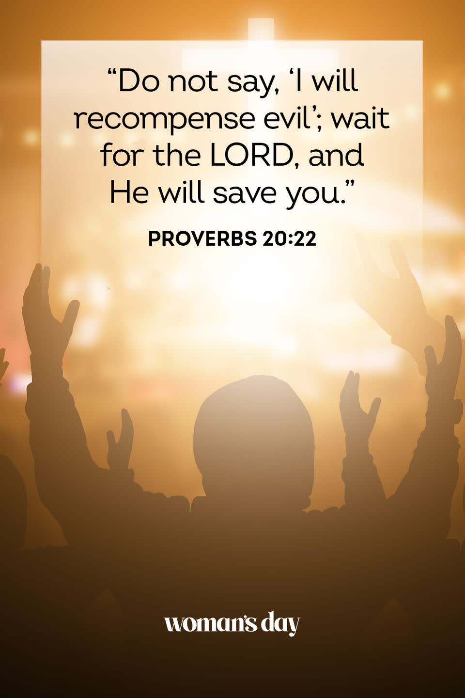 <p>“Do not say, 'I will recompense evil;' wait for the LORD, and He will save you.” — Proverbs 20:22</p><p><strong>The Good News:</strong> Do not seek revenge or seek harm for others who have done you wrong. God will provide for you, and rise above is what you shall do.</p>