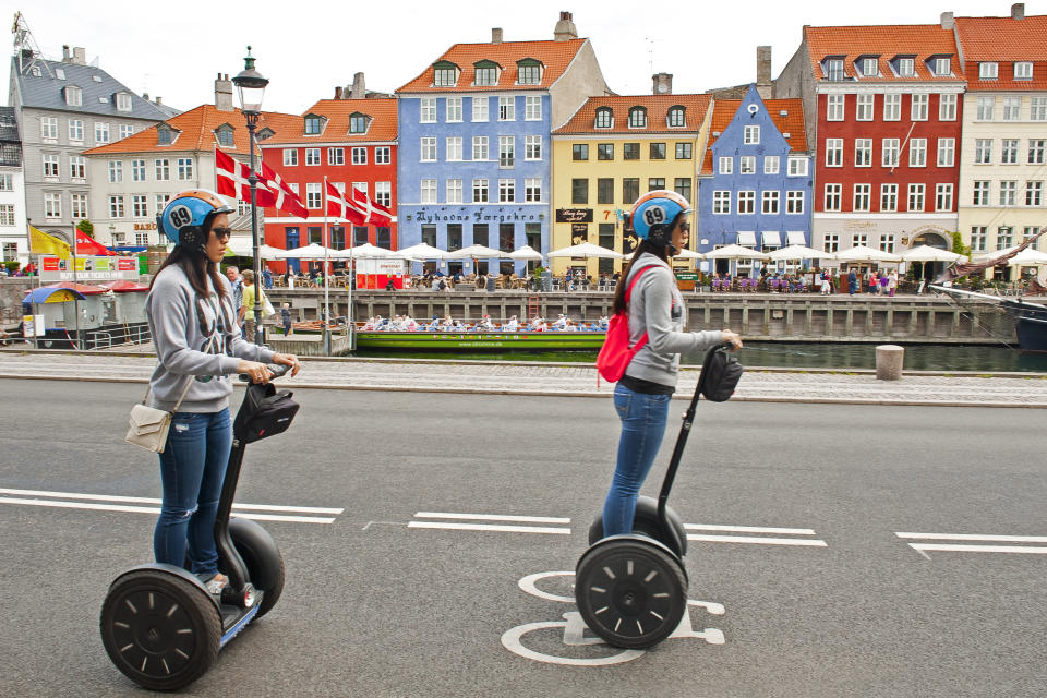 Tourists riding Segways while touring Copenhagen, Denmark. (Photo: Getty)