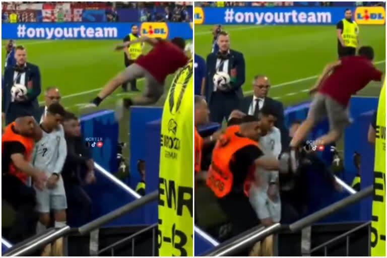 Un fan de Cristiano se tiró desde la tribuna y casi termina en tragedia