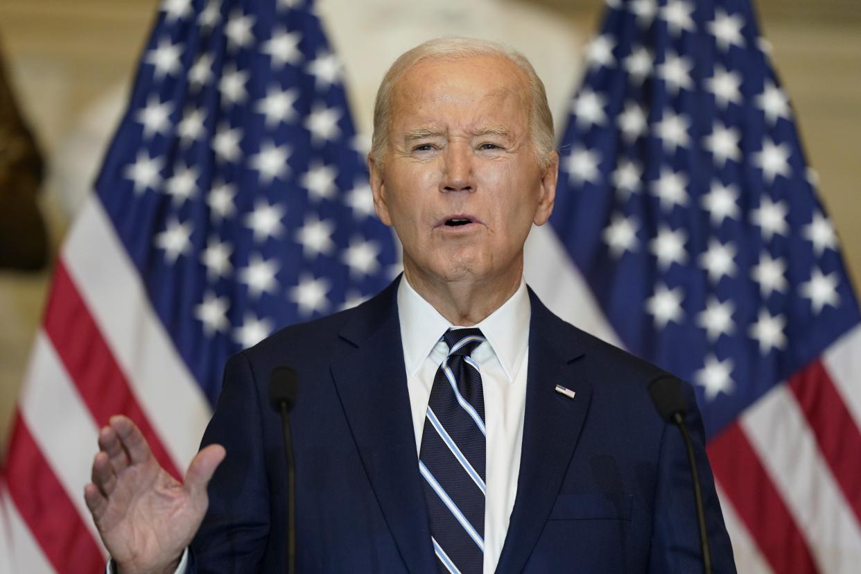 President Joe Biden speaks at the National Prayer Breakfast at the Capitol in Washington, Thursday, Feb. 1, 2024.