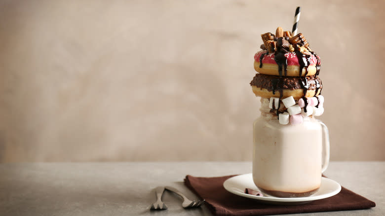 donut-topped milkshake