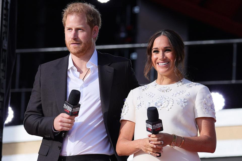 Prince Harry, Duke of Sussex and Meghan, Duchess of Sussex speak onstage during Global Citizen Live, New York on September 25, 2021 in New York City.