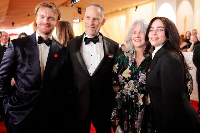 <p>Emma McIntyre/Getty</p> Finneas O'Connell, Patrick O'Connell, Maggie Baird, and Billie Eilish attend the 96th Annual Academy Awards on March 10, 2024 in Hollywood, California.