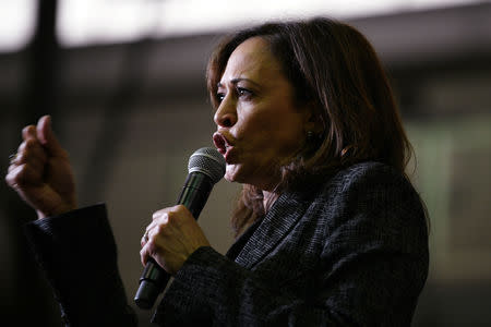 U.S. 2020 Democratic presidential candidate Kamala Harris speaks during a rally at Texas Southern University in Houston, Texas, U.S., March 23, 2019. REUTERS/Loren Elliott