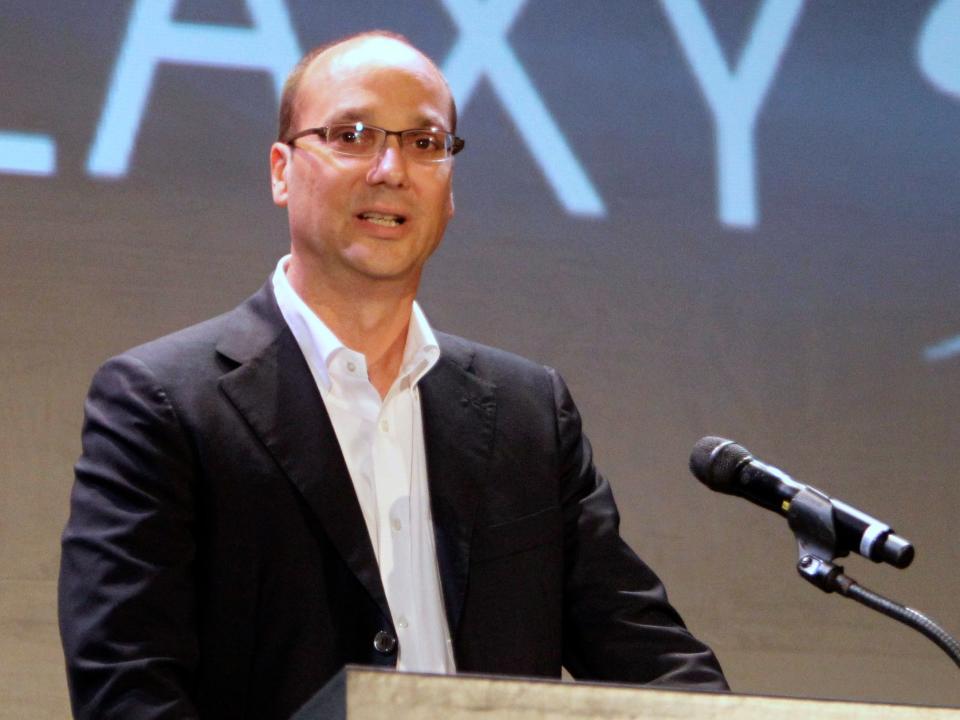 Andy Rubin, then-Google vice president of engineering, speaks to media at the Samsung headquarters during a media launch in Seoul, South Korea (2010).