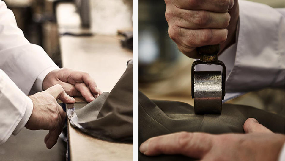 Details of Mackintosh's intricate seam-taping process.