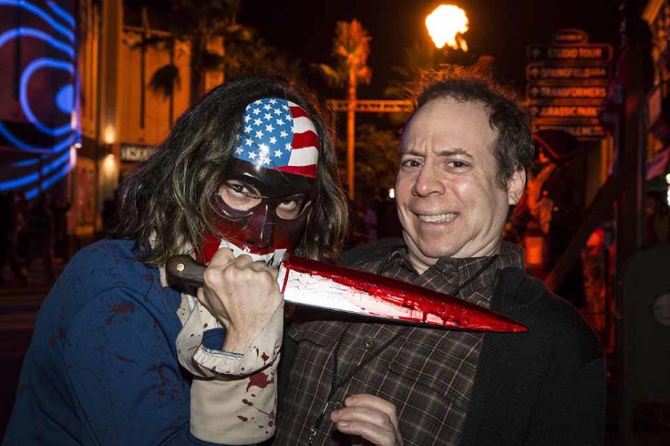 <p>This fellow got a little too close for comfort for <i>The Big Bang Theory</i> actor Kevin Sussman. (Photo: Nate Weber/Universal Studios Hollywood) </p>